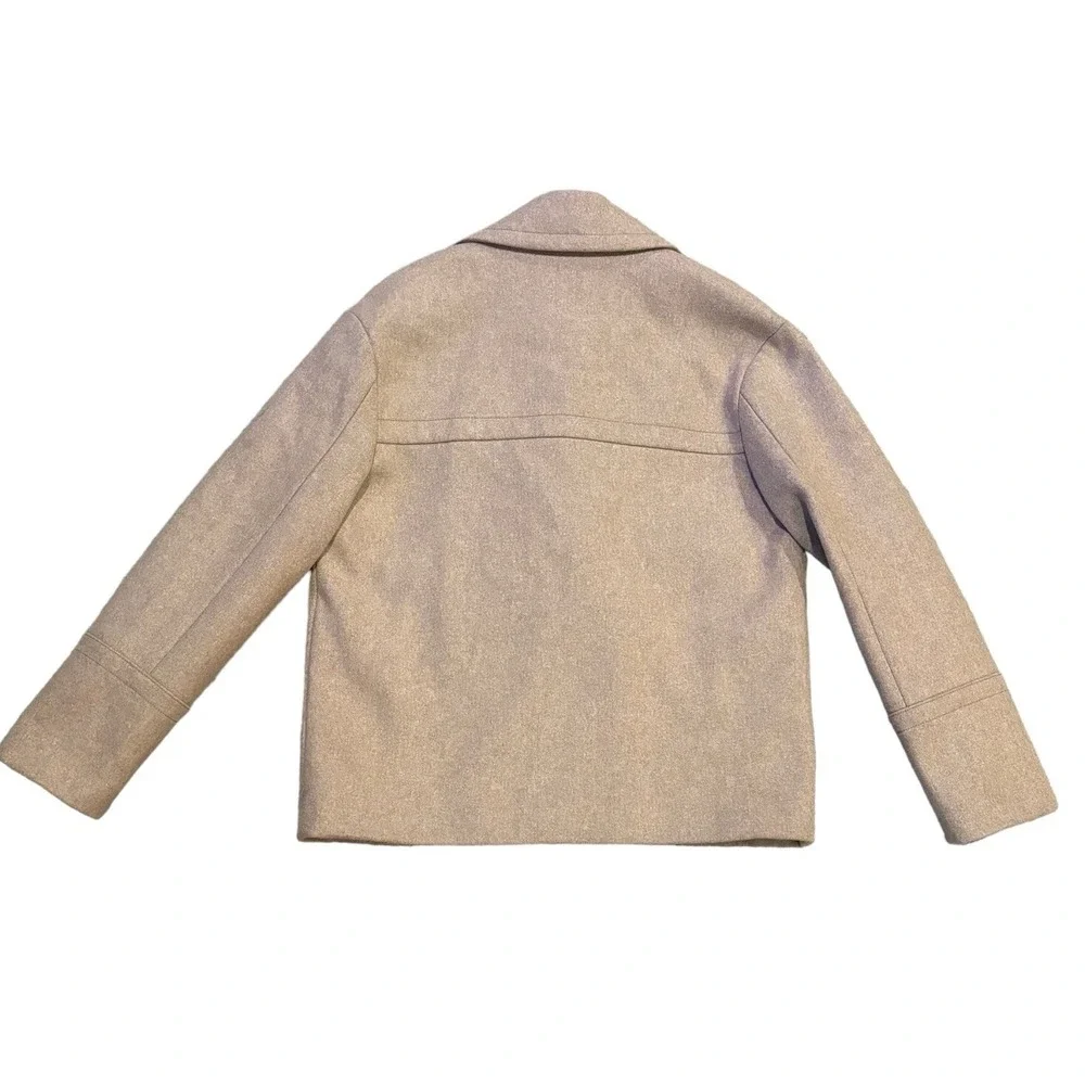 J. Crew Melton Wool Peacoat Jacket Overcoat Double Breasted Beige Women's 10 - Picture 5 of 6